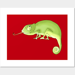 green chameleon Posters and Art